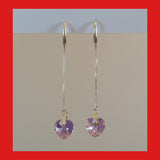Rose-gold Swarovski Heart Crystals Long Earrings