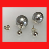 Earrings; Double sided with Zirconia and imitation pearl