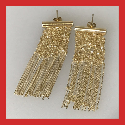 Gold-plated Sterling Silver Mesh Chain Earrings