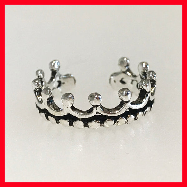 Sterling Silver Crown Toe Ring, Finger Tip