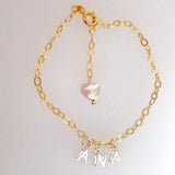 Sterling Silver Letters on Gold Chain Name Bracelet