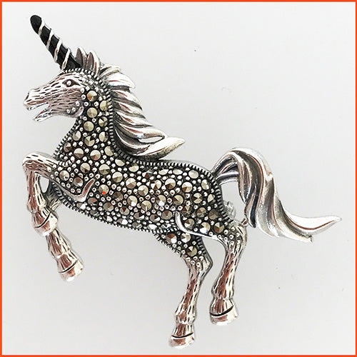 Sterling Silver Unicorn Brooch-Pendant