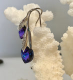 Swarovski Blue Heart Earrings with Sterling Silver Hooks