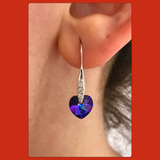 Swarovski Blue Heart Earrings with Sterling Silver Hooks