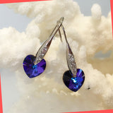 Swarovski Blue Heart Earrings with Sterling Silver Hooks