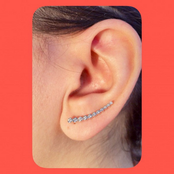 Sterling Silver Tennis Ear Climber plated with 24kt Rose gold