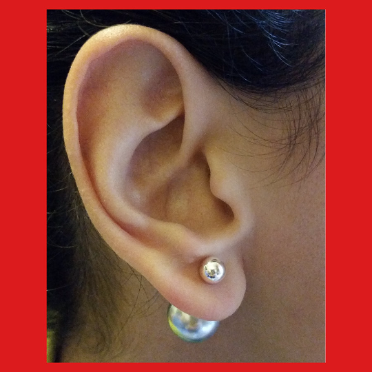 Earrings; Double sided and imitation pearl