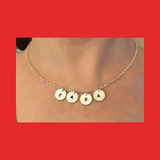 Personalised Name Necklace with Stamped Initial Silver Coins