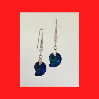 Bermuda Blue Sea Snail Crystal Drop Earrings