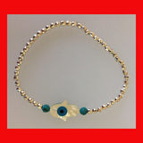 Elastic Bracelet with Pearl Hamsa and Sterling Silver beads