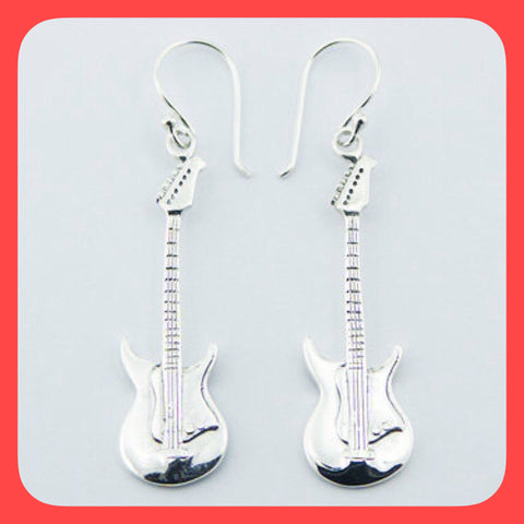 Earrings; Sterling Silver Guitar