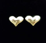 Earrings; Sterling Silver Convex Heart Studs