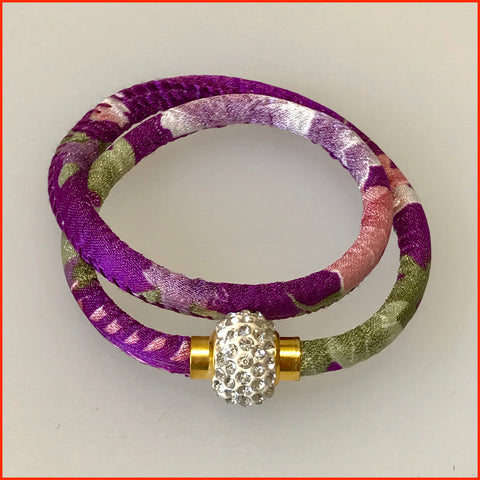 Floral Fabric Cord Bracelet