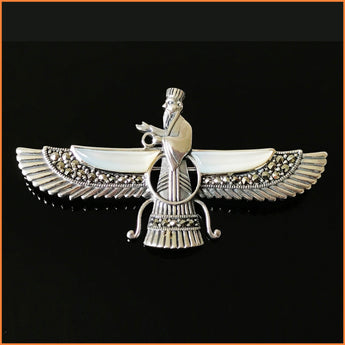 Chunky Marcasite Farvahar with Mother of Pearl, Brooch & Pendant