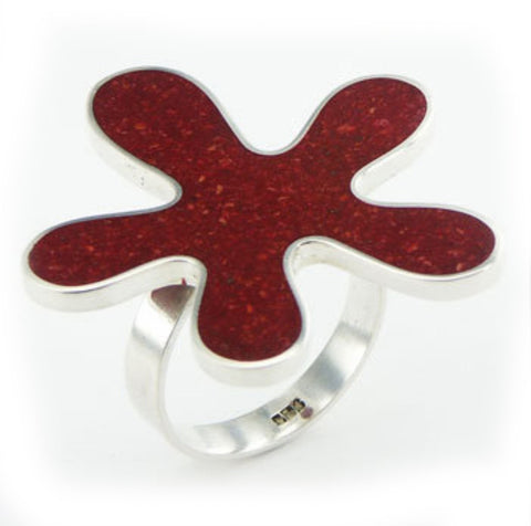 Rings; Flower shaped sponge Coral sterling silver