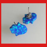 Synthetic Blue Opal Hamsa Stud, Hamsa Hand Earrings