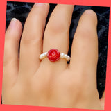 Beaded Freshwater Pearl-coral Ring