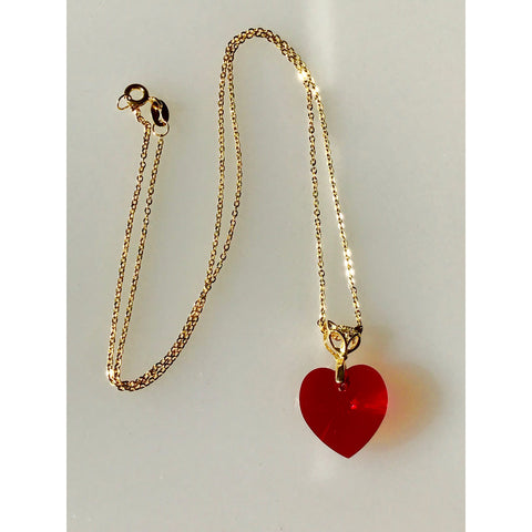 Swarovski Red Heart Necklace with Gold Findings