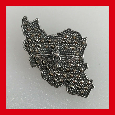 Marcasite and Sterling Silver "IRAN" Pendant & Brooch