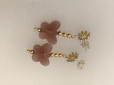 Pink Butterfly with the Flower Shaped Earrings Studs