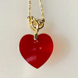 Swarovski Red Heart Necklace with Gold Findings