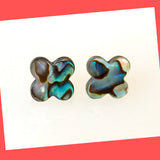 Clover Shaped Abalone Earring Studs