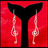 Long Silver Treble Cled Earrings