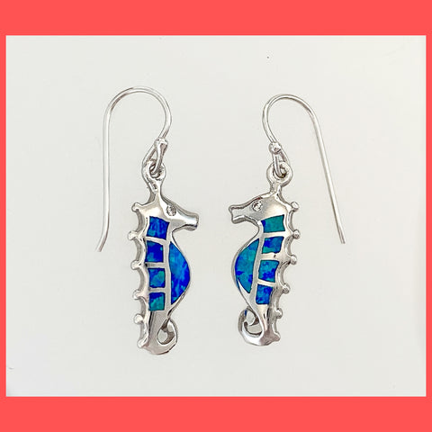 Opal Seahorse Earrings