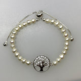 Sterling Silver Tree of Life Bracelet with Freshwater Pearl