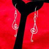 Long Silver Treble Cled Earrings