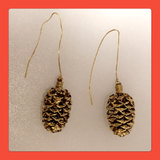 Gold pine Cone Ear Threaders
