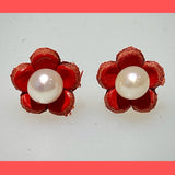 Red Daisy Earring Studs