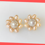Daisy Earring Studs with Freshwater Pearls