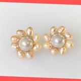 Daisy Earring Studs with Freshwater Pearls