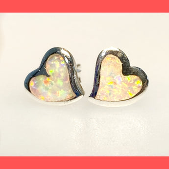 Heart Opal Earring Studs