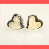 Heart Opal Earring Studs