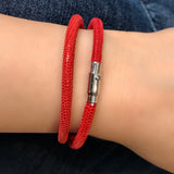 Leopard Print Red Leather Choker-Bracelet