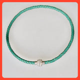 Green Braided Leather Necklace-Bracelet