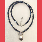 Keshi Pearl and Grey Glass Crystal Necklace