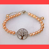 Tree of Life and Pink Pearl Bracelet