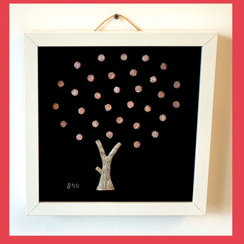 Solid Silver Tree Trunk with MOP Shell Flowers in Frame