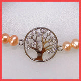 Tree of Life and Pink Pearl Bracelet