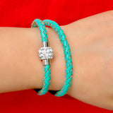 Green Braided Leather Necklace-Bracelet