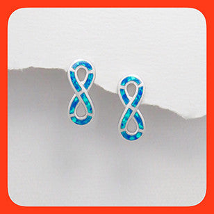 earrings; Infinity Opal stud