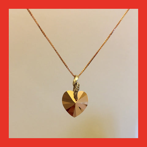 Necklaces; Rose-gold Swarovski Heart