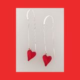 Earrings; Swarovski Red Heart Thread