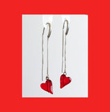 Earrings; Swarovski Red Heart Thread