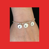 Personalised Name Bracelet with Stamped Letter Silver Coins