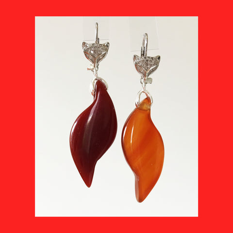 Earrings; Fox and Agate