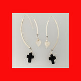 Swarovski Black Cross Crystals on Wishbone Earrings